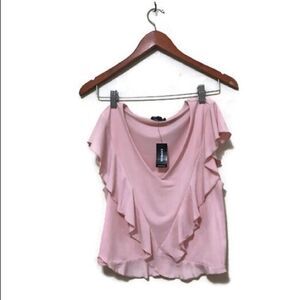 NWT Express pink blush v neck ruffle short sleeved women’s vacation top blouse